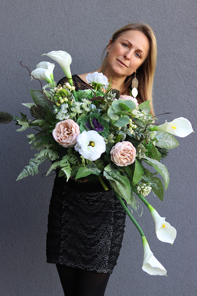 bardzo długa kompozycja nagrobna, Izolda Hemina, wym.40x110cm