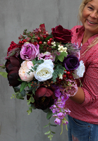 dekoracja kwiatowa, bukiet okrągły England, wys.40cm, śr.30cm