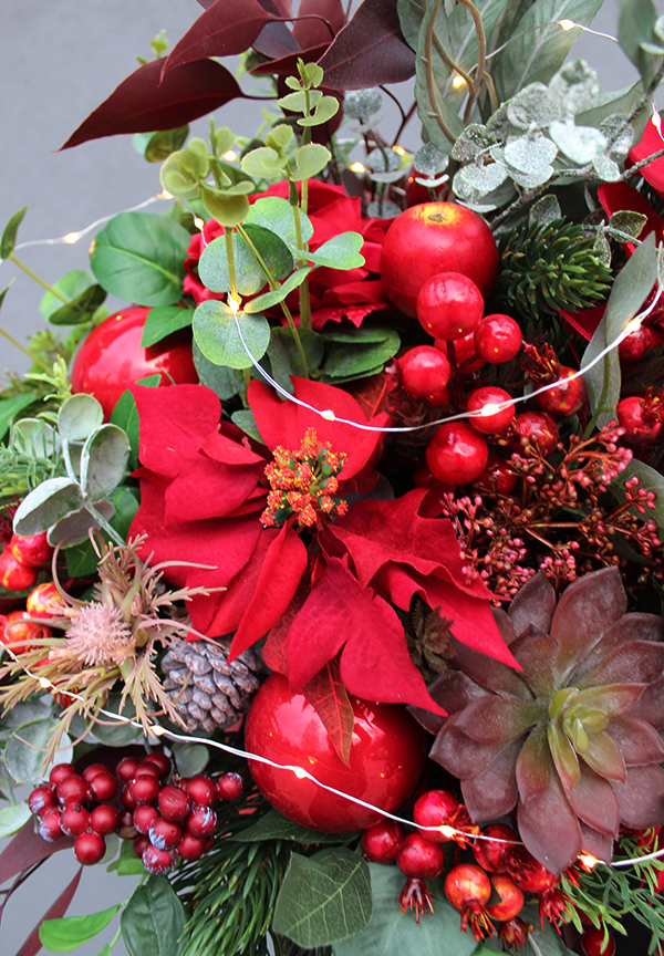 bożonarodzeniowy box / stroik, Świąteczna Czerwień Deluxe, wys.58cm 