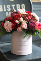 Celia, czerwono-różowy flowerbox z sukulentem, wys. 33cm