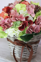 dekoracyjny kosz, Romantyczna Hortensja Złoty Brąz, wym. 27x27cm