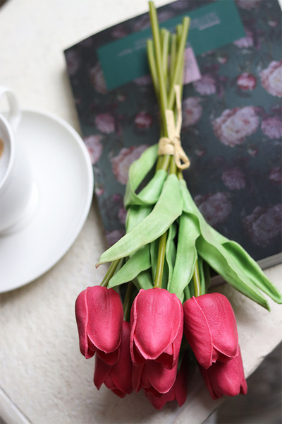 bukiet tulipanów gumowych, Menato Pink, 7szt. dł.27cm