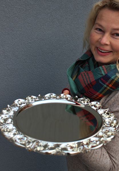 Golden Christmas, dekoracyjna taca / talerz z tworzywa, śr.35cm