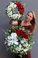 Biel i Czerwień, komplet gęstych dwukolorowych wianków 2 szt., śr.41/60cm