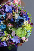 Niebieska Mgiełka, uroczy barwny wianek, śr.30cm