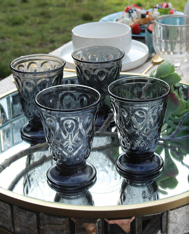 Lyonnais / Charlotte 6 szarych szklanek La Rochere, wys.11cm