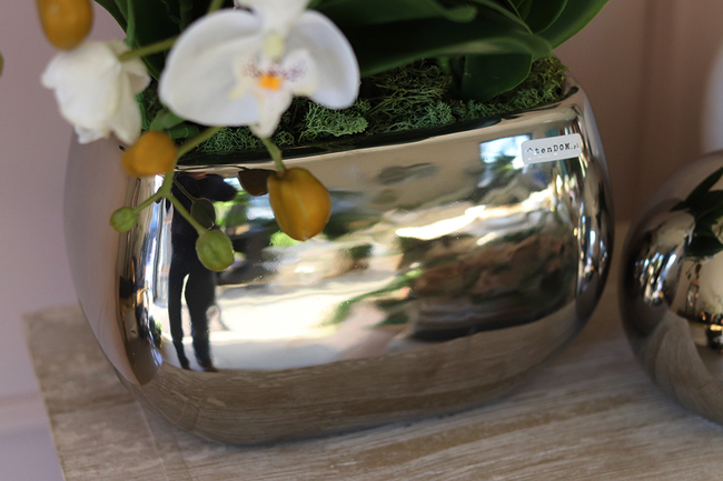 Silver Glamour efektowny storczyk w lustrzanej donicy, wys.54cm