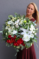 Biel i Czerwień, komplet gęstych dwukolorowych wianków 2 szt., śr.41/60cm