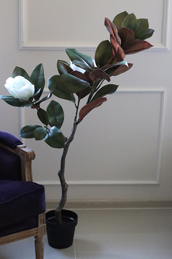 Drzewko Magnolia, sztuczne drzewo z gumowymi kwiatami, mniejsze, wys.104cm