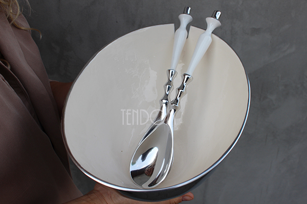 aluminiowe łyżki do sałaty White, dł.27cm