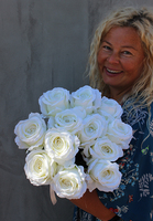 bukiet 12 białych róż, duży, Bianca dł.60cm