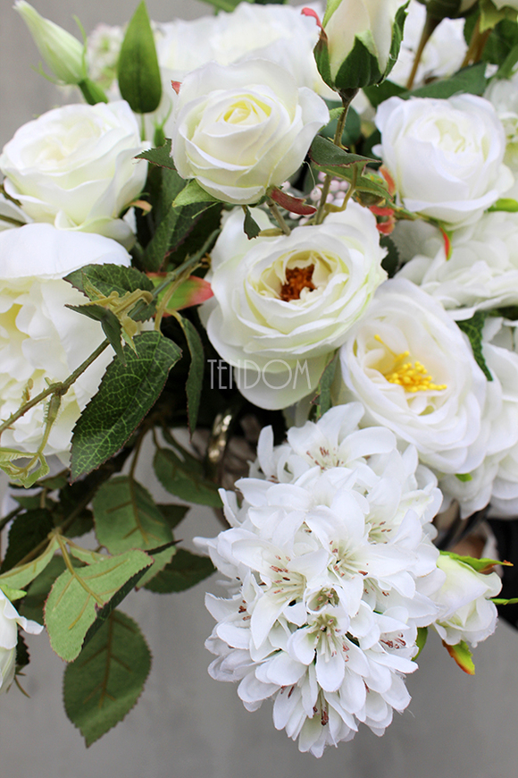 Cremona Exclusive kompozycja kwiatowa w cynowanym ekskluzywnym naczyniu, dł.kompozycji 120 cm, wys.44 cm