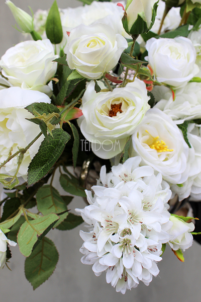 Cremona Exclusive kompozycja kwiatowa w cynowanym ekskluzywnym naczyniu, dł.kompozycji 120 cm, wys.44 cm