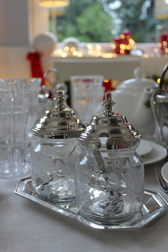 Glamour słoiczki na sosy / sosjerka z tacką, wys.15.5cm