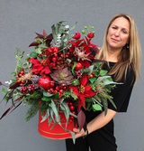 bożonarodzeniowy box / stroik, Świąteczna Czerwień Deluxe, wys.58cm 