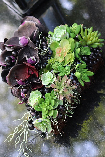 dekoracja / niewielka wiązanka, Serce I, wym.30x30x17cm