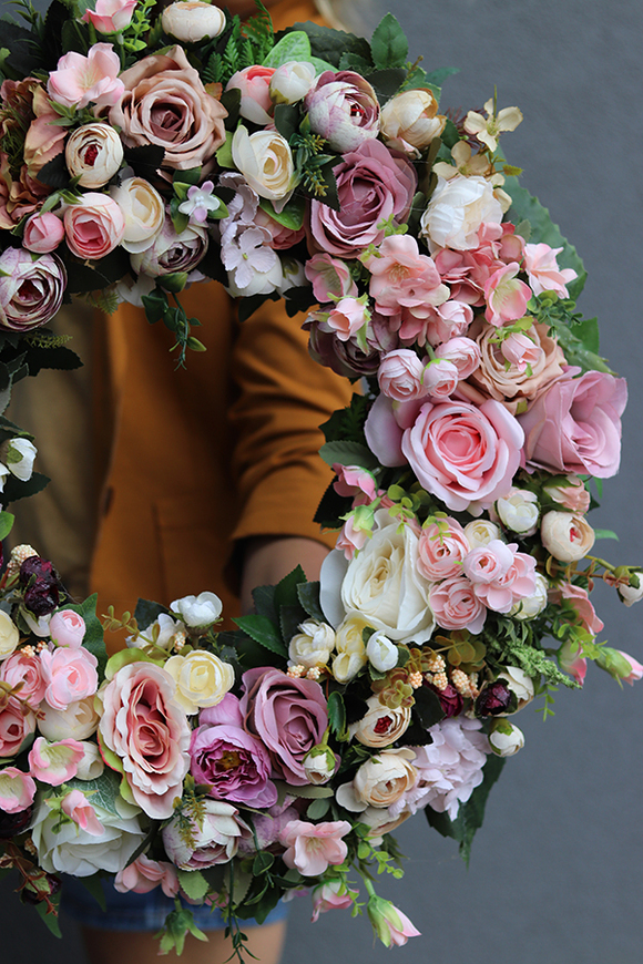 Bella Jesienna Dekora, jesienny kwiatowy wianek na drzwi, śr.50cm 