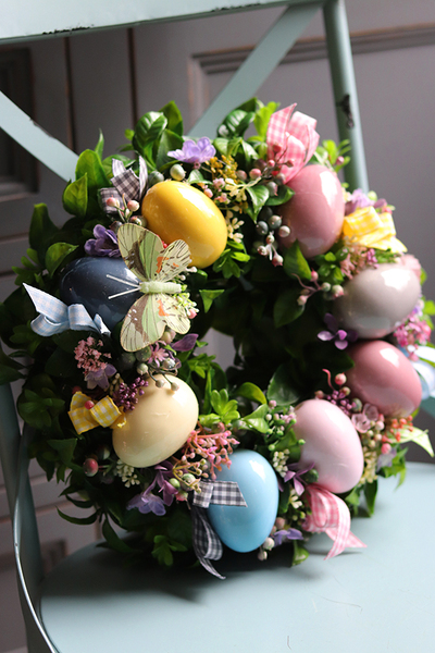 Redona, kolorowy wianek wielkanocny z jajkami, śr.30cm