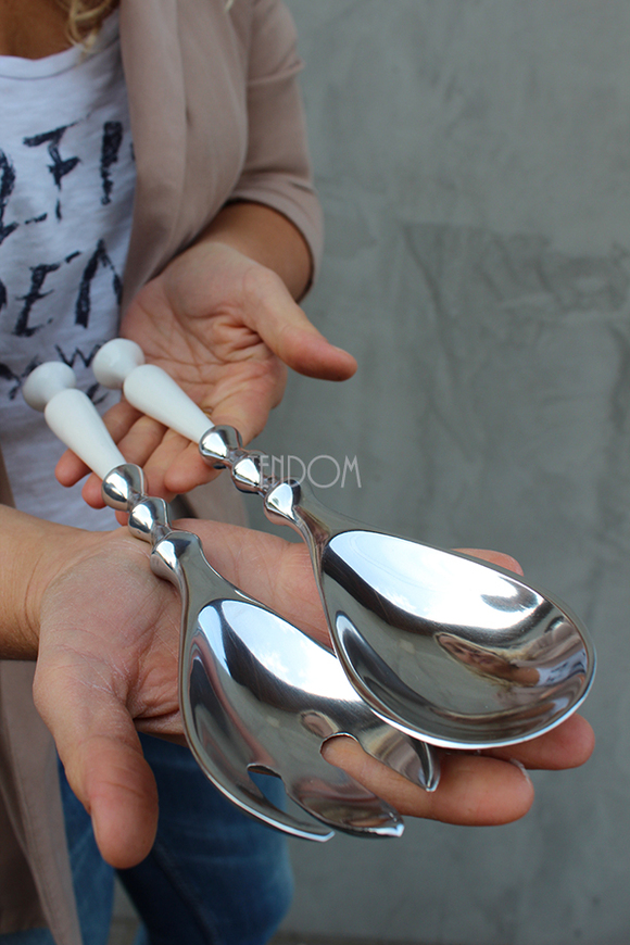 aluminiowe łyżki do sałaty White, dł.27cm