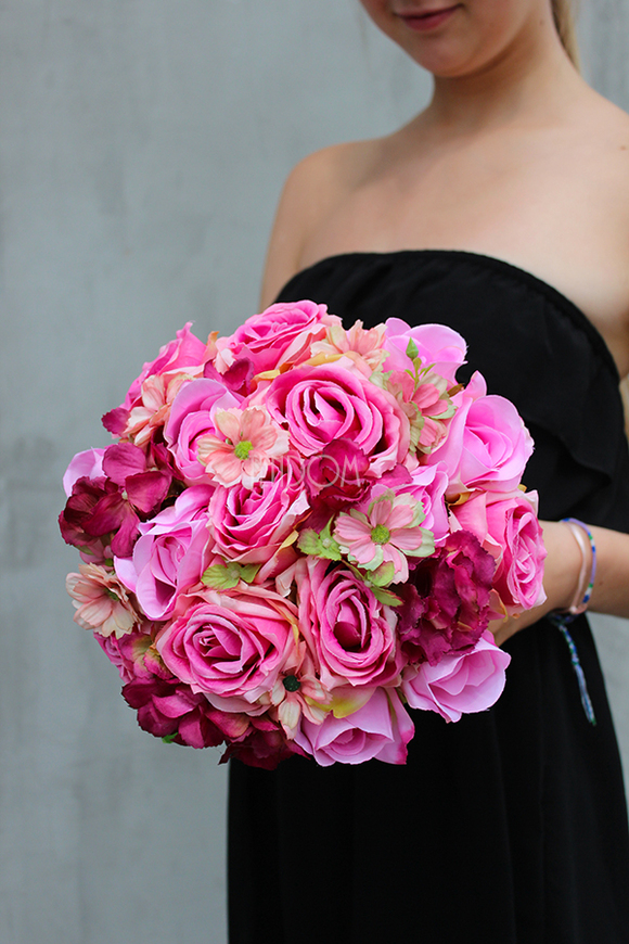 Różowy Dom, kompozycja kwiatowa / bukiet / flowerbox, wys.25cm