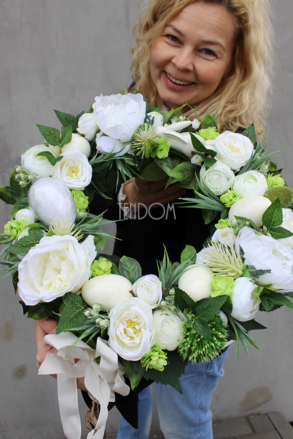 dekoracyjny wianek wiosenny Wielkanoc, śr.43cm  