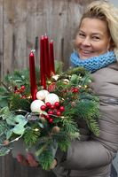 Choinka dekoracyjny stroik świąteczny / kompozycja,  wys.33cm  