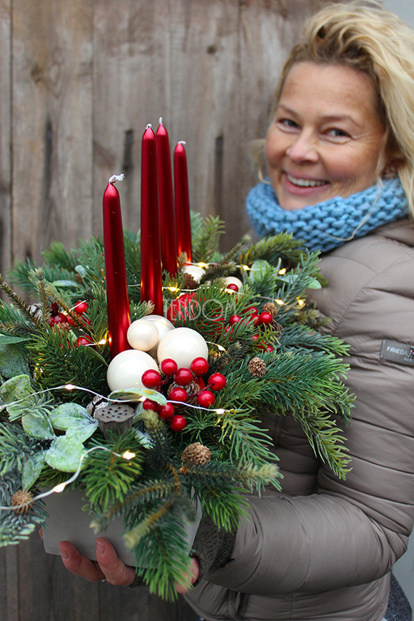 Choinka dekoracyjny stroik świąteczny / kompozycja,  wys.33cm  