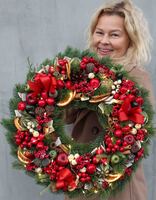 Christmas Decor z lampkami led (ciepłe światło) wianek świąteczny, śr.48cm