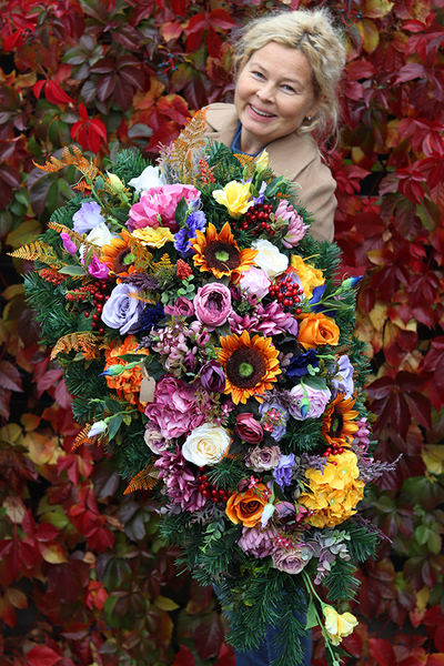 Jesienna Aura, duża dekoracja / wiązanka nagrobna, dł.100cm  