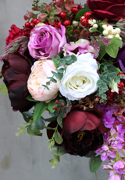 dekoracja kwiatowa, bukiet okrągły England, wys.40cm, śr.30cm