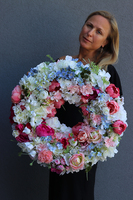 Elizja, gęsty wianek w pastelowych barwach, śr.60cm