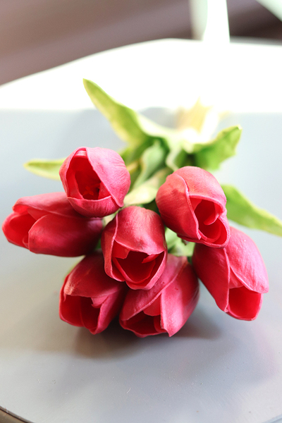 bukiet tulipanów gumowych, Menato Pink, 7szt. dł.27cm