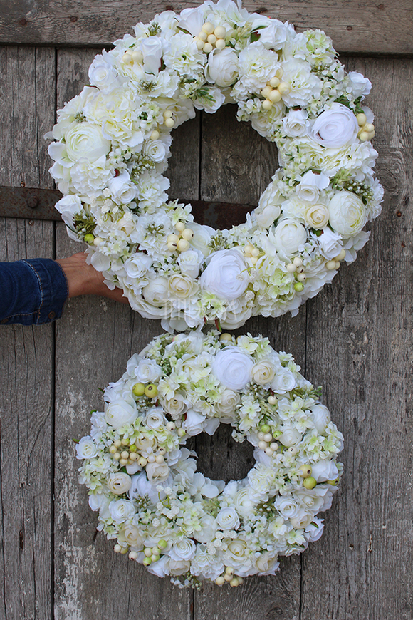 biało-kremowy wianek Biel, śr.40cm