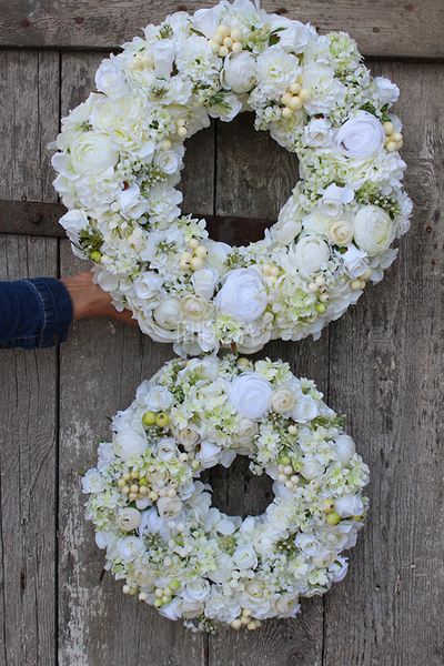 biało-kremowy wianek Biel, śr.40cm