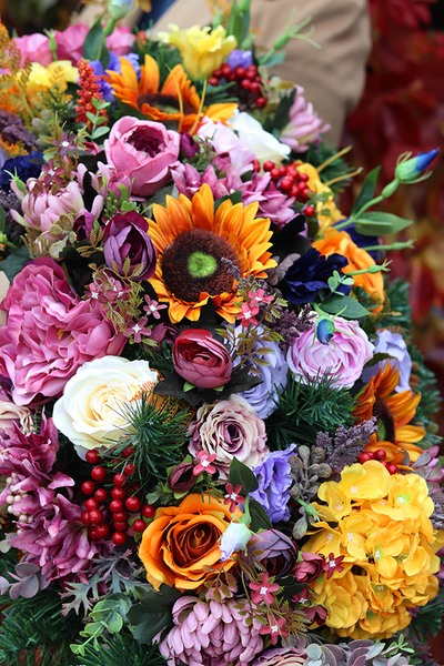 Jesienna Aura, duża wiązanka nagrobna, dł.100cm  