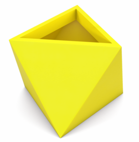 Eos, geometryczna cytrynowa donica, wys.50x60x60cm