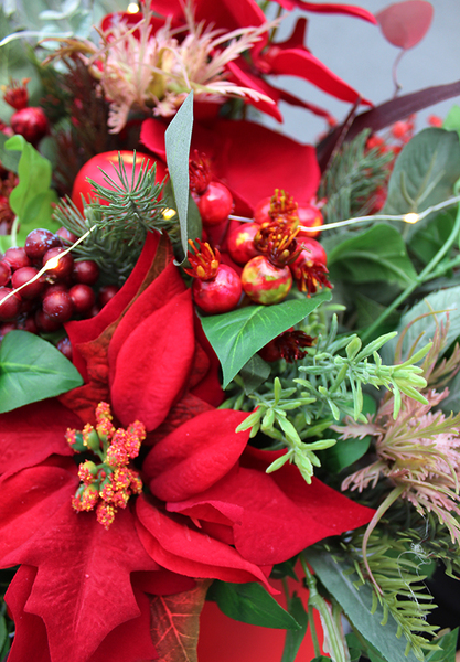 bożonarodzeniowy box / stroik, Świąteczna Czerwień Deluxe, wys.58cm 