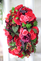 Czerwona Milanda, piękny wianek na drzwi, śr.30cm 