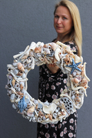 atrakcyjny marynistyczny Blue Sea wianek do powieszenia na drzwiach, śr.45cm 