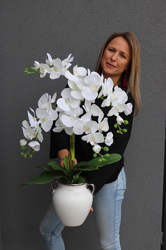 Bielisa Glamour, sztuczny storczyk w porcelanowym wazonie, wys.70cm