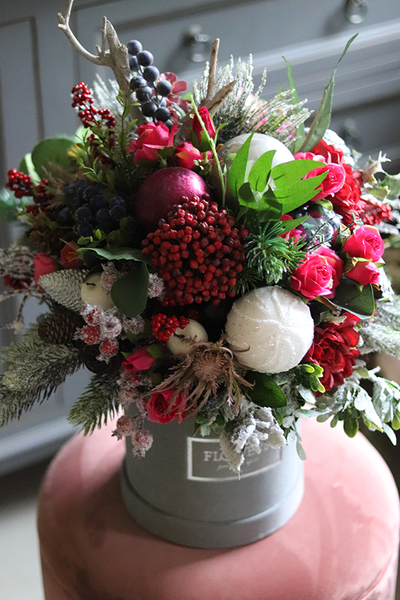 Fenicja, zimowy welurowy flowerbox, wys.50cm 