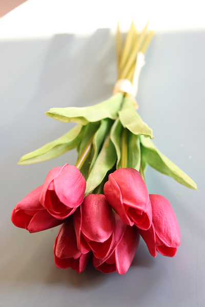 bukiet tulipanów gumowych, Menato Pink, 7szt. dł.27cm