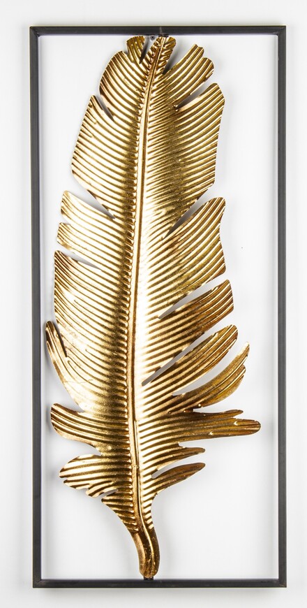 Feathers, złoty decor ścienny / pióro, wym.88x40cm