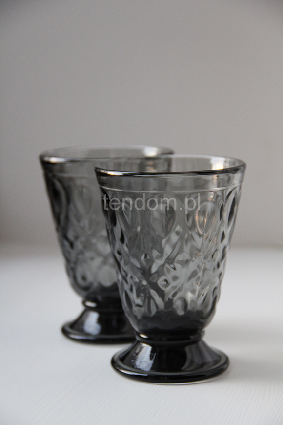 Lyonnais / Charlotte 6 szarych szklanek La Rochere, wys.11cm