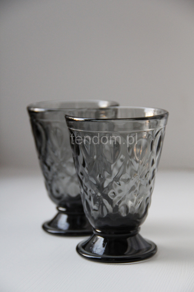 Lyonnais / Charlotte 6 szarych szklanek La Rochere, wys.11cm