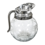 Glamour niklowany pękaty dzbanek z pokrywką, wys.19x20cm 