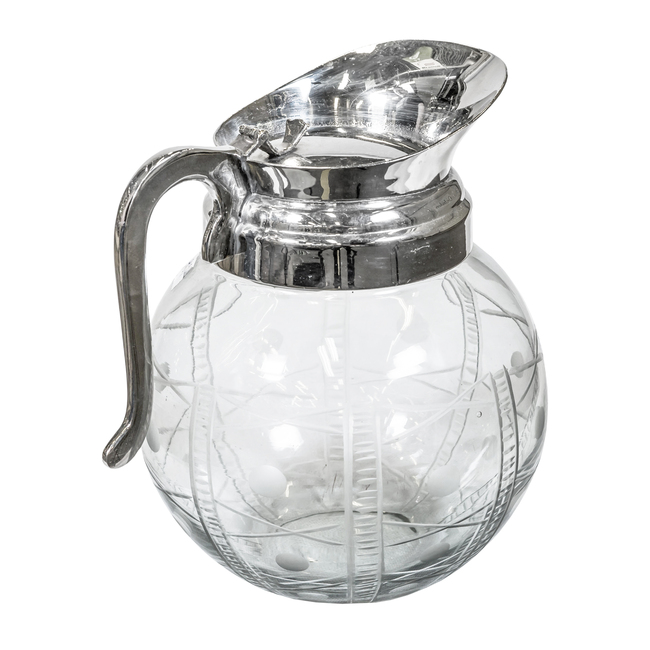 Glamour niklowany pękaty dzbanek z pokrywką, wys.19x20cm 