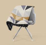 Onni, koc / narzuta z geometrycznym wzorem, beż, wym.150x200cm