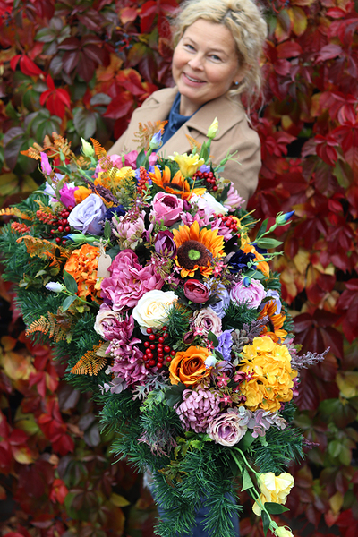 Jesienna Aura, duża wiązanka nagrobna, dł.100cm  