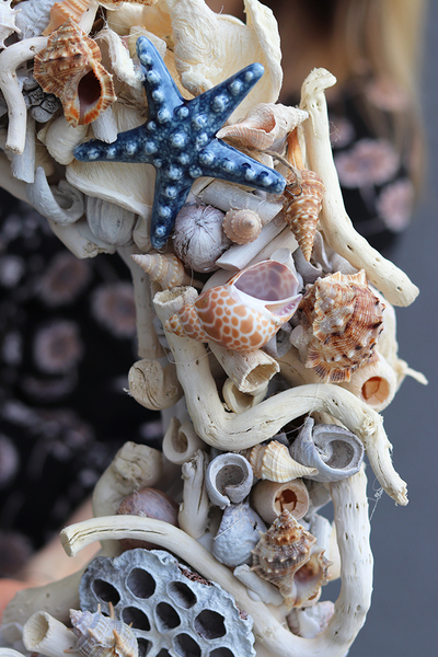 atrakcyjny marynistyczny Blue Sea wianek do powieszenia na drzwiach, śr.45cm 